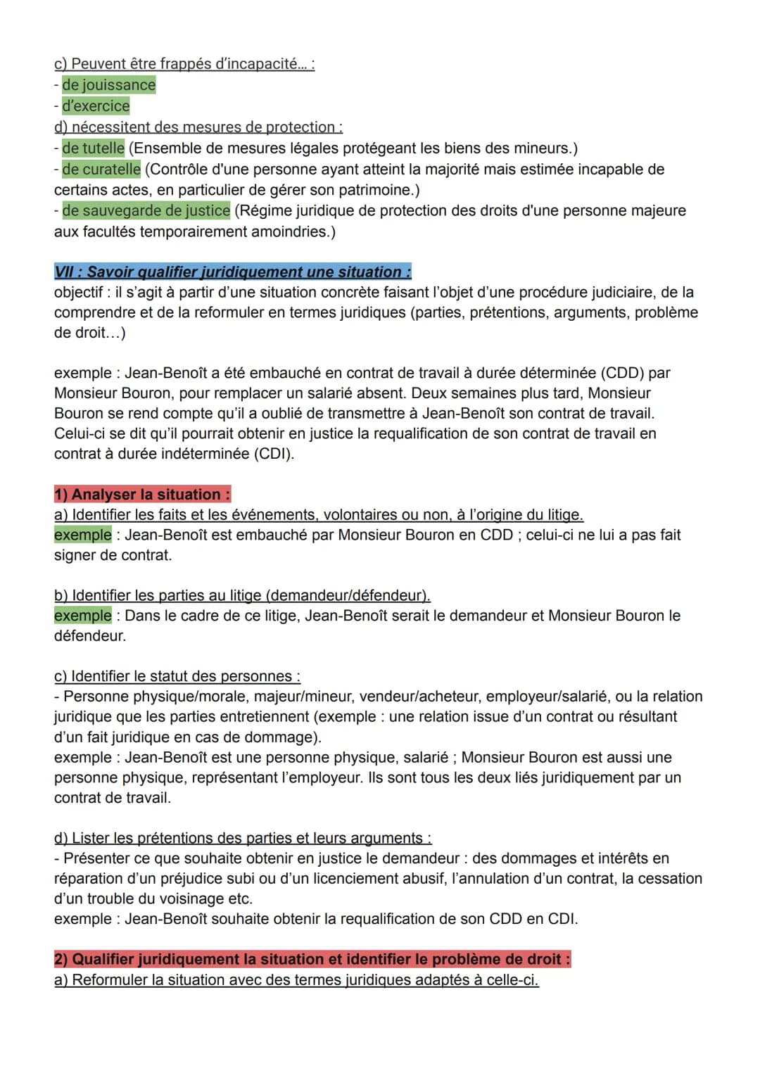 Synthèse cours d'introduction au droit :
1: Qu'est-ce que le droit et que permet-il ?
1) Principes du droit :
- Le droit peut sanctionner da