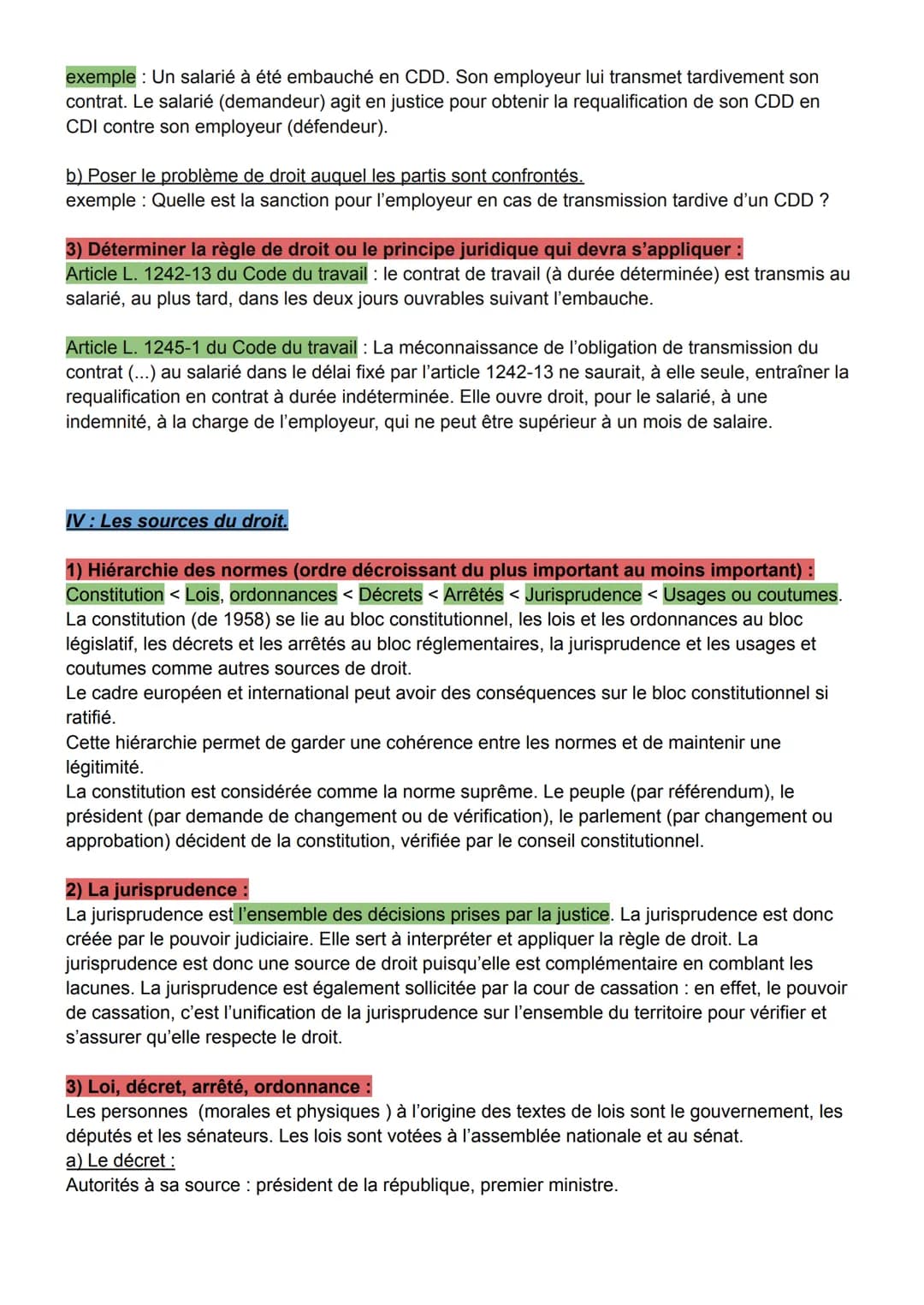 Synthèse cours d'introduction au droit :
1: Qu'est-ce que le droit et que permet-il ?
1) Principes du droit :
- Le droit peut sanctionner da