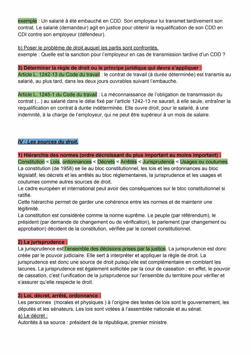 Synthèse cours d'introduction au droit :
1: Qu'est-ce que le droit et que permet-il ?
1) Principes du droit :
- Le droit peut sanctionner da