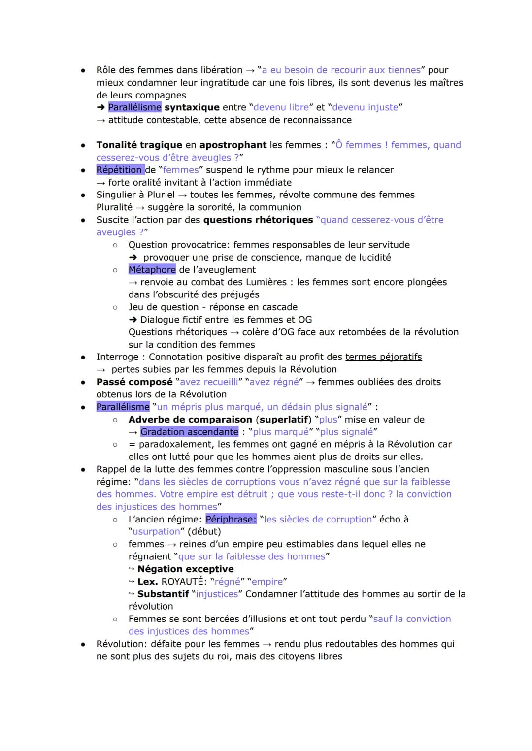 Apostrophe directe autoritaire "Femme, réveille-toi"
Adresse à 1 femme, singulier → interpeller la lectrice afin qu'elle se
sente partie pre