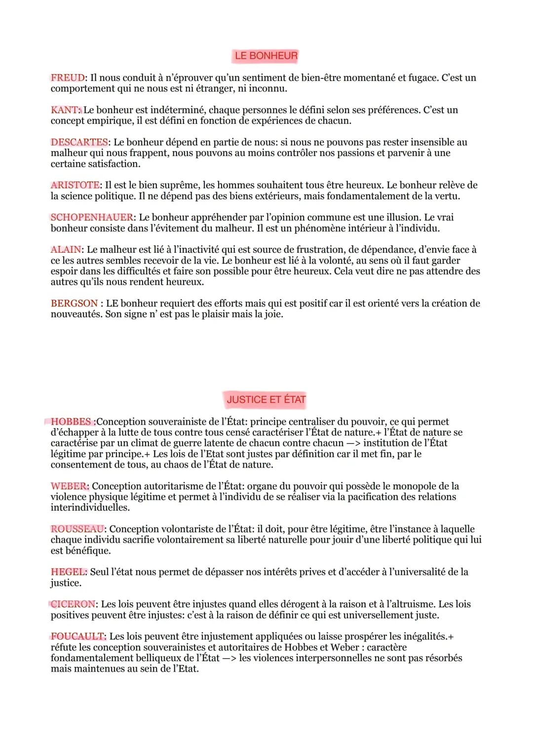 Bonheur, Justice, État, Conscience et inconscience 