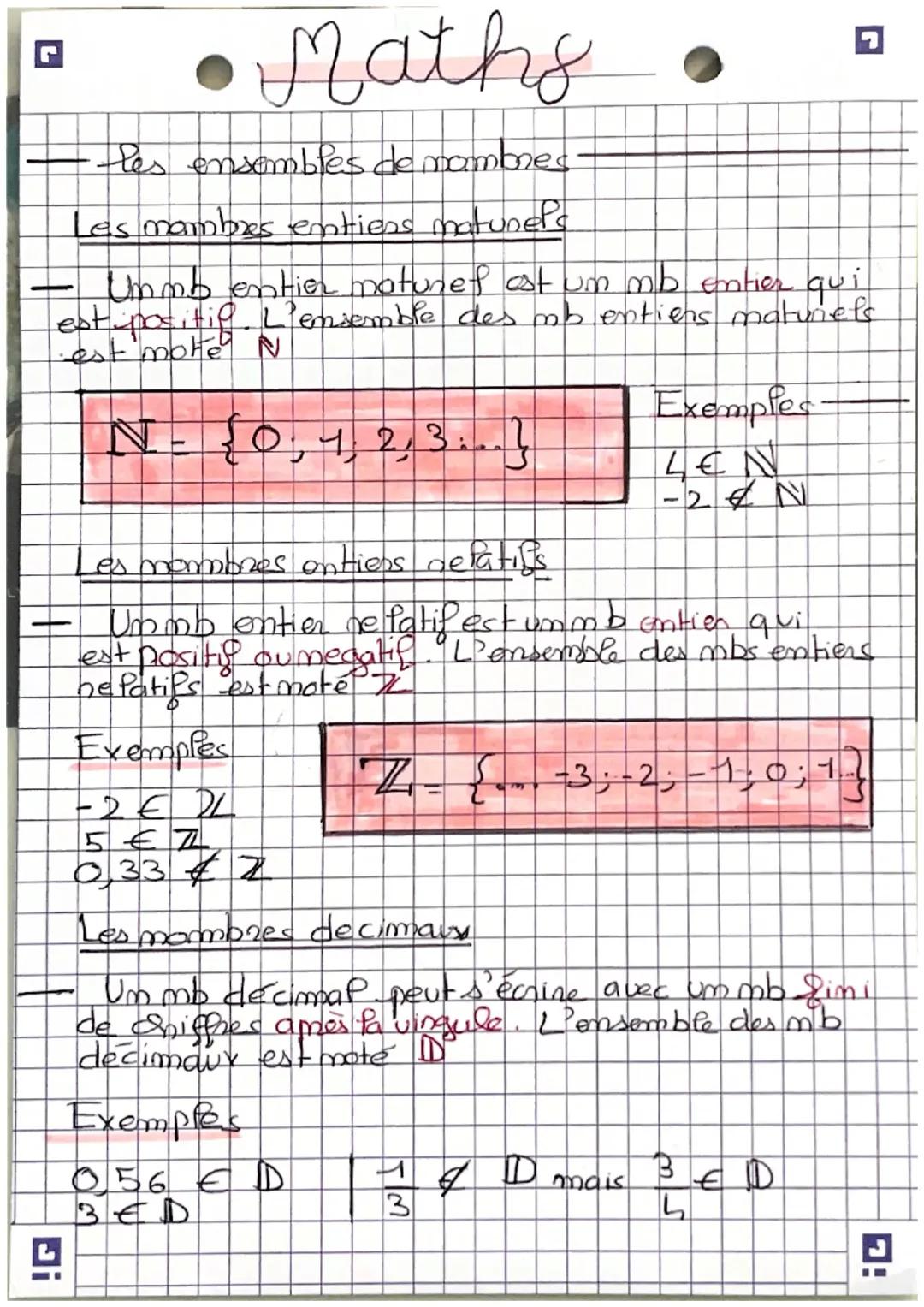  Les ensembles de nombres