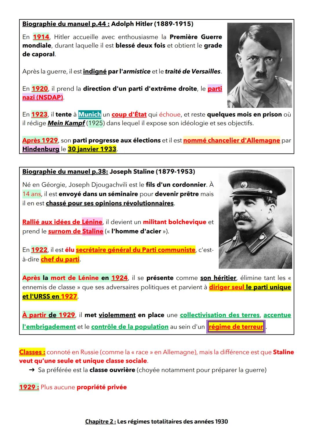 THÈME 1 - DES ANNÉES 1920 À 1945
Chapitre 2 : Les régimes totalitaires dans les années 1930
Introduction au cours, contexte et quelques noti