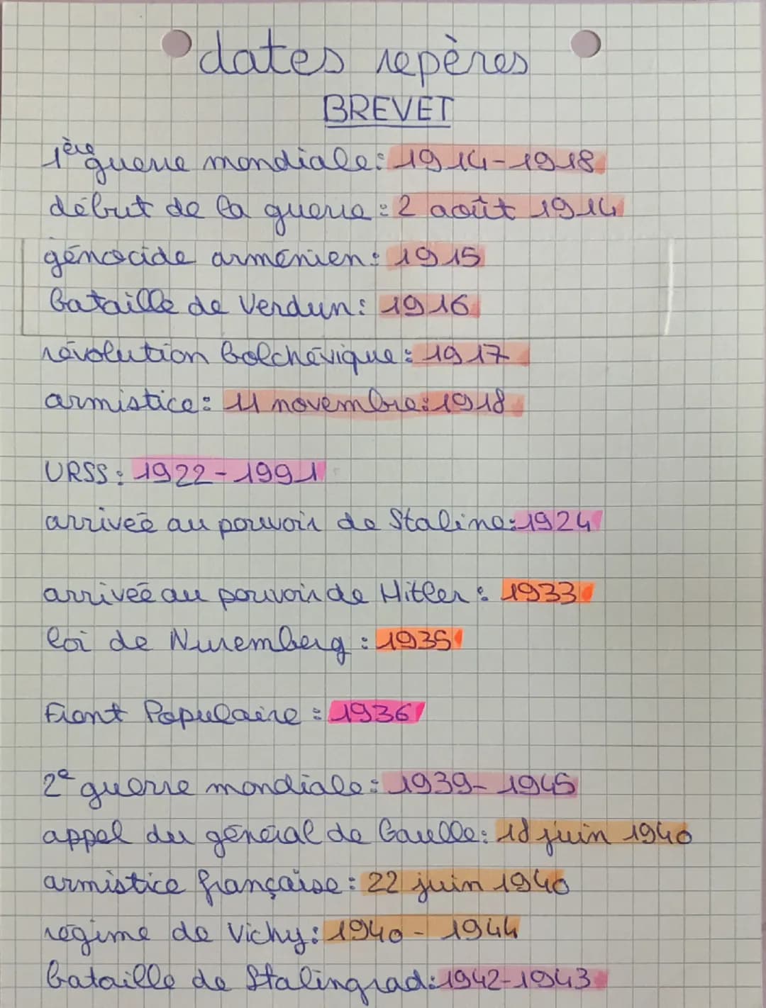 dates repères
O
BREVET
jaquere mondiale: 19-14-1918
début de la querie: 2 août 1914
génocide armenien: 1915
bataille de Verdun: 1916
revolut