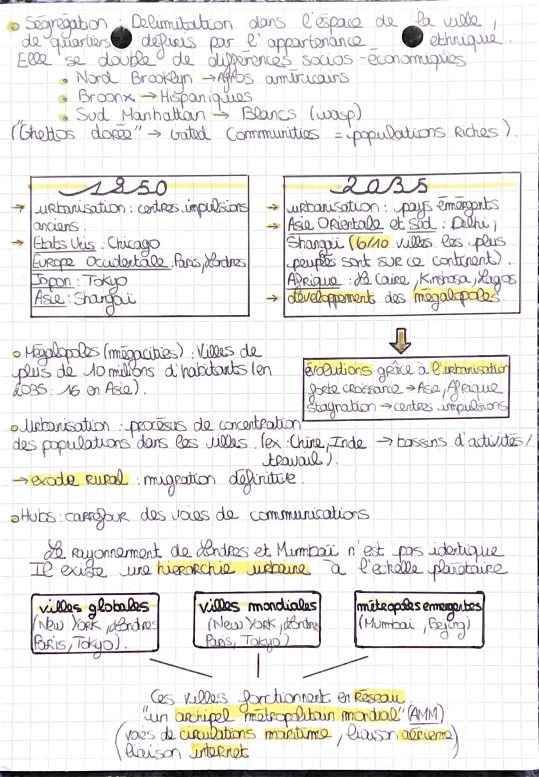 METROPOLISATION
un procesus mondial differencié
20
O
• Metropolisation: un procesus de concentration des populations
des activités et des fo