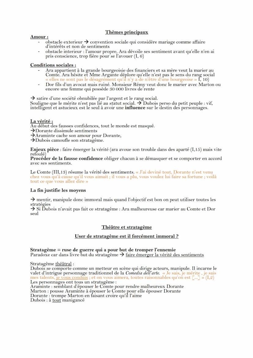 Les Fausses Confidences - Marivaux – 1737
Résumé
Acte I:
Dorante, jeune noble a perdu fortune, se rend chez Araminte (riche veuve) pour post