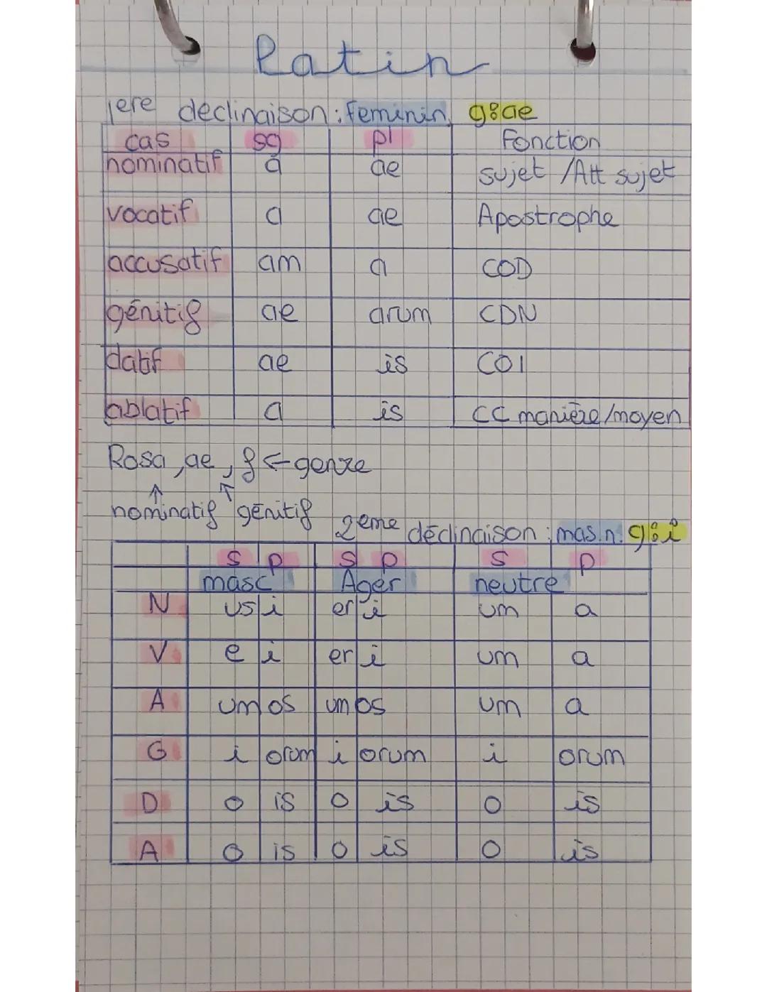 Les déclinaisons latines : 1re, 2e et 3e expliquées simplement