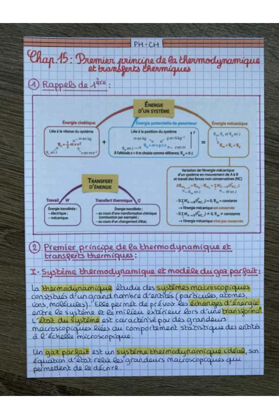 PH-CH
# Chap. 15: Premier principe de la thermodynamique
et transferts thermiques

## Rappels de père:

Energie cinétique
Liée à la vitesse 