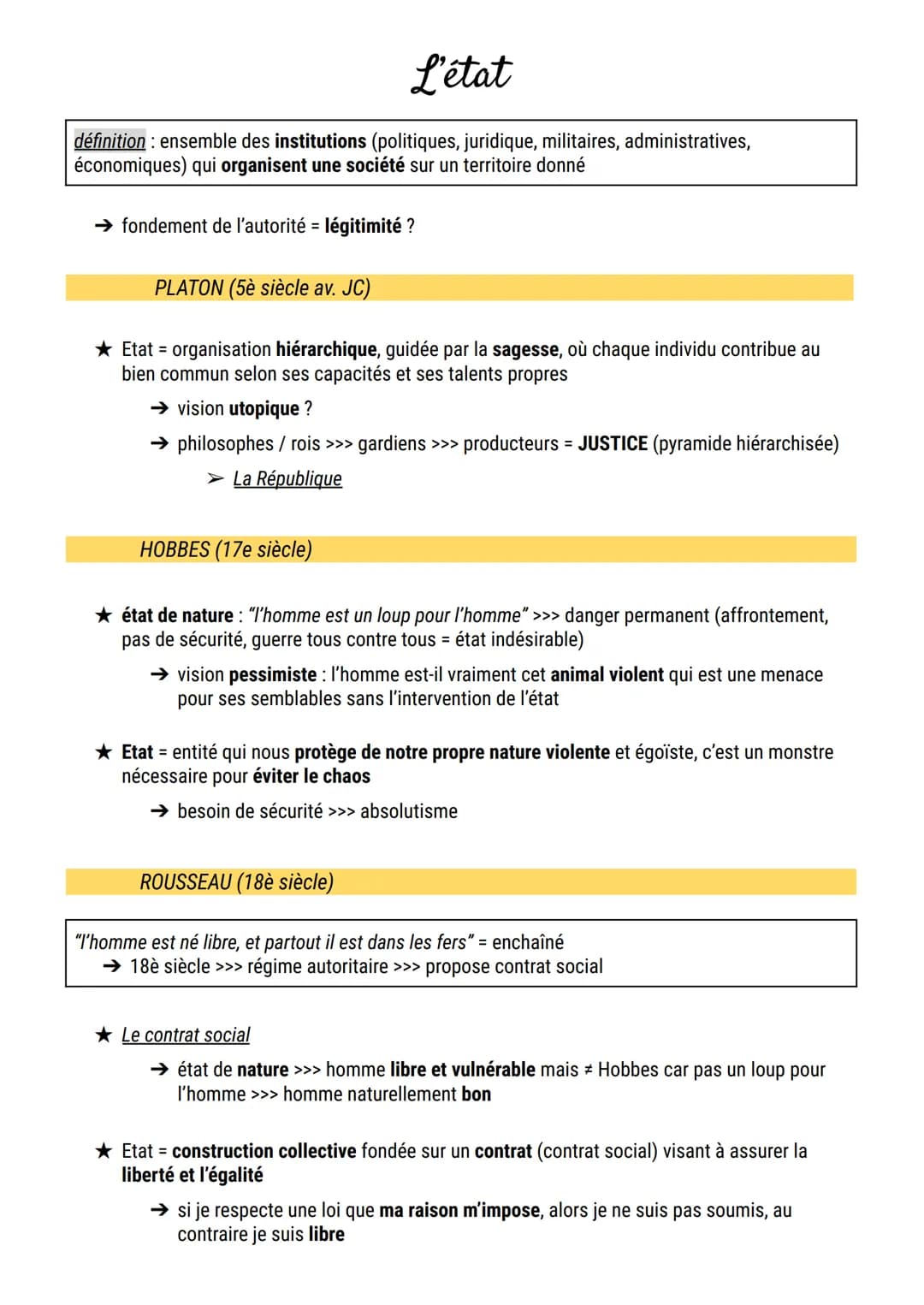L'état
définition : ensemble des institutions (politiques, juridique, militaires, administratives,
économiques) qui organisent une société s