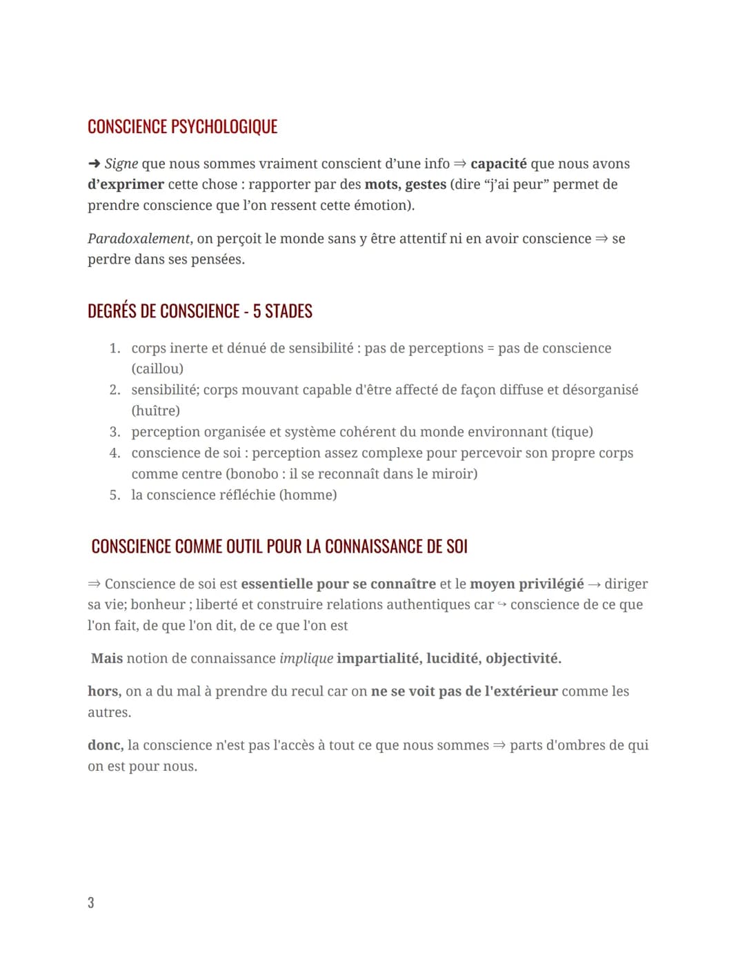 CONSCIENT ET INCONSCIENT
Chapitre 1: philosophie ~
DÉFINITIONS CLÉS
Conscience psychologique : faculté qui permet de percevoir le monde et d