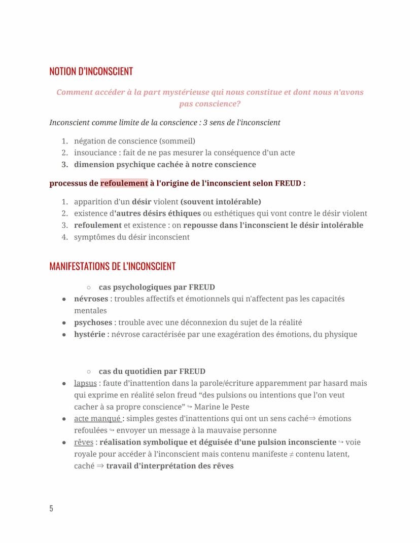 CONSCIENT ET INCONSCIENT
Chapitre 1: philosophie ~
DÉFINITIONS CLÉS
Conscience psychologique : faculté qui permet de percevoir le monde et d