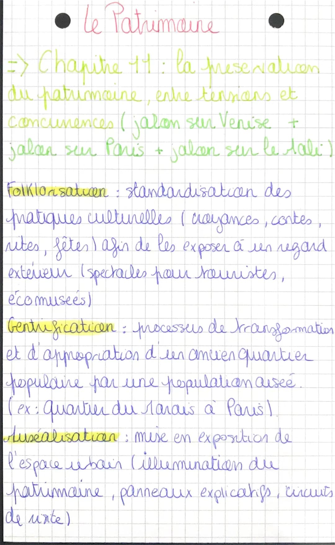 • Le Patrimoine
=> Chanitre 14: la mesevation
du patrimoine, entre tensions et
concurences (jalan sun Venise +
jalcen sur Paris + jaken sen 