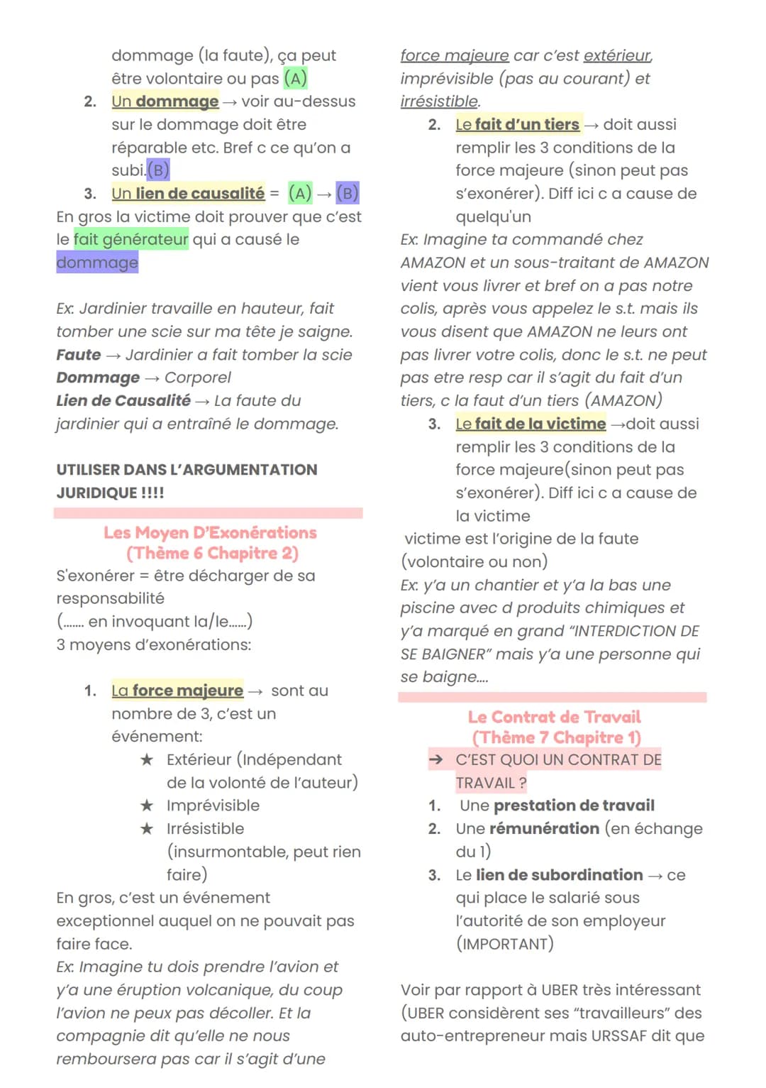 QUALIFIER + RÉSUMER LES FAITS
● Qualifier les parties
●
Donner les liens (contrat)
Problème ?
● Conséquence ?
ARGUMENTATION JURIDIQUE D'UNE
