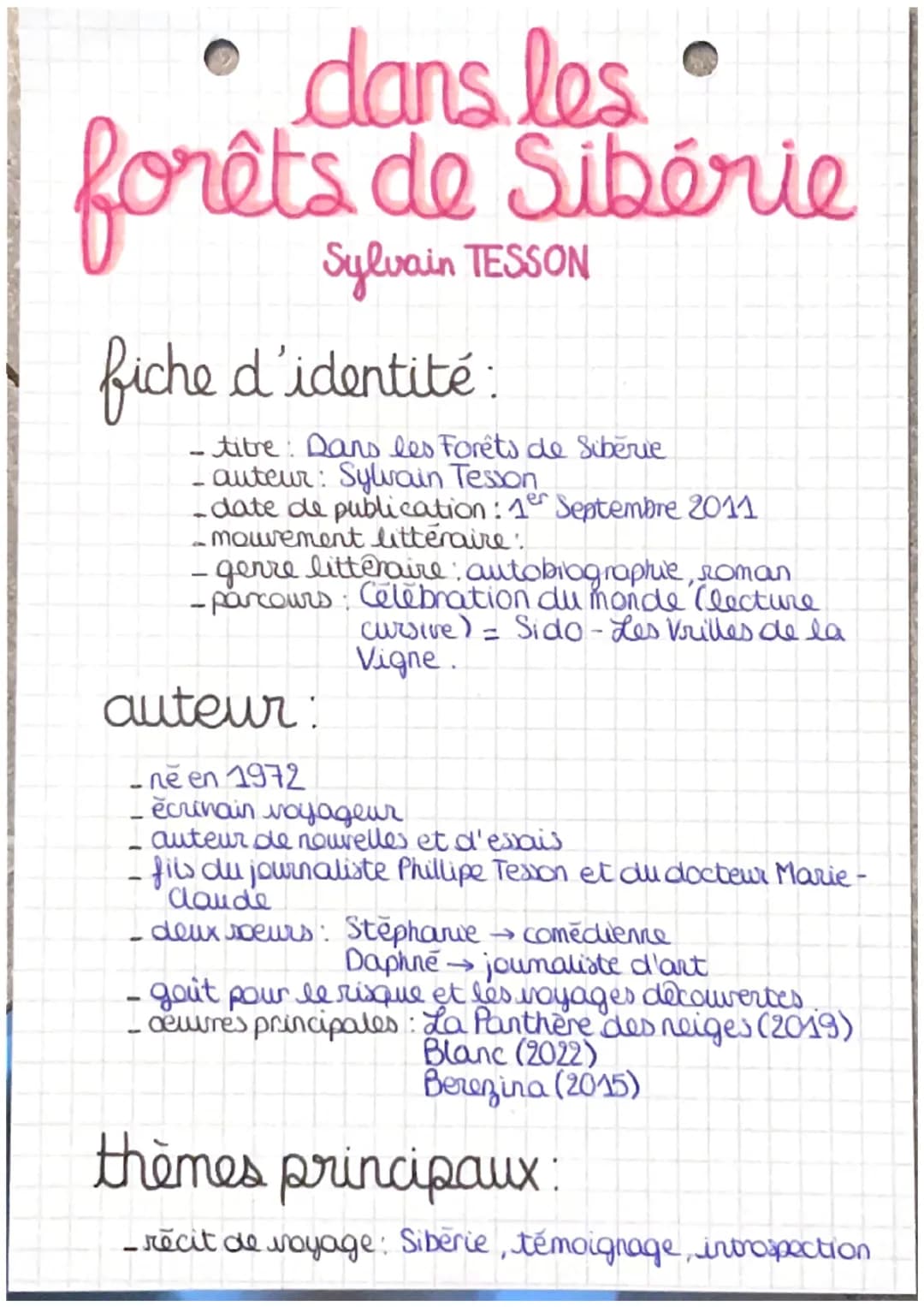 dans les •
forêts de Sibérie
Sylvain TESSON
fiche d'identité:
- titre. Dans les Forêts de Siberie
-auteur: Sylvain Tesson
-date de publicati