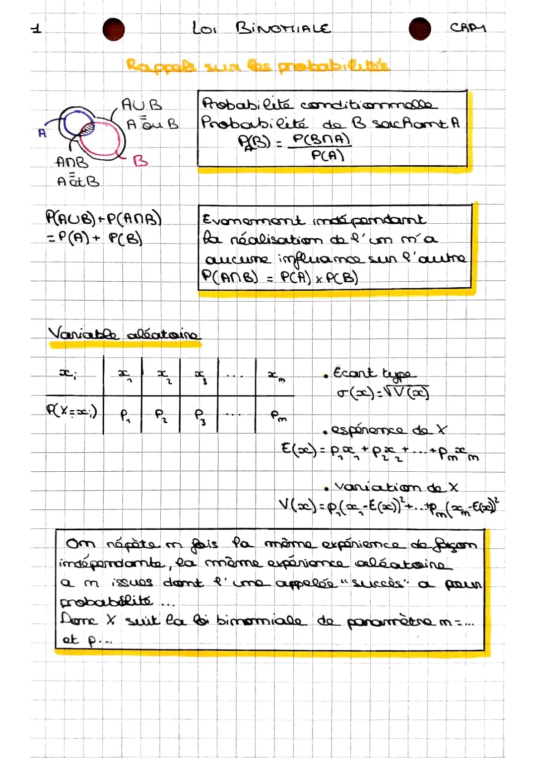 Comprendre la loi binomiale et la loi de Bernoulli en terminale