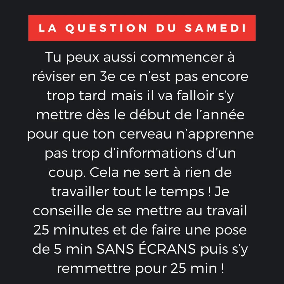 LA QUESTION DU SAMEDI
A partir de quand commencer à
réviser le brevet ? LA QUESTION DU SAMEDI
A partir de quand commencer
à réviser le breve
