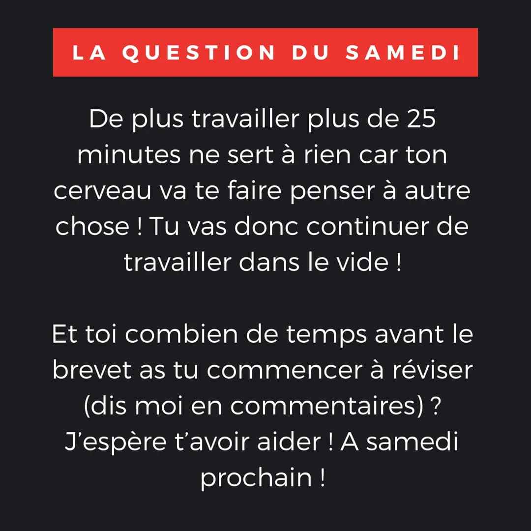 LA QUESTION DU SAMEDI
A partir de quand commencer à
réviser le brevet ? LA QUESTION DU SAMEDI
A partir de quand commencer
à réviser le breve