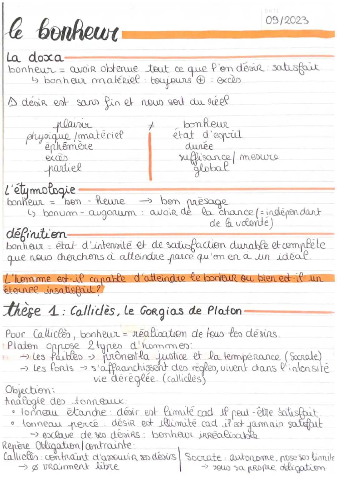 plaisir
physique / matériel
éphémère
le bonheur
La doxa-
=
bonheur avoir obtenue tout ce que
↳ bonheur matériel : toujours Ⓒ: excès
A désir 