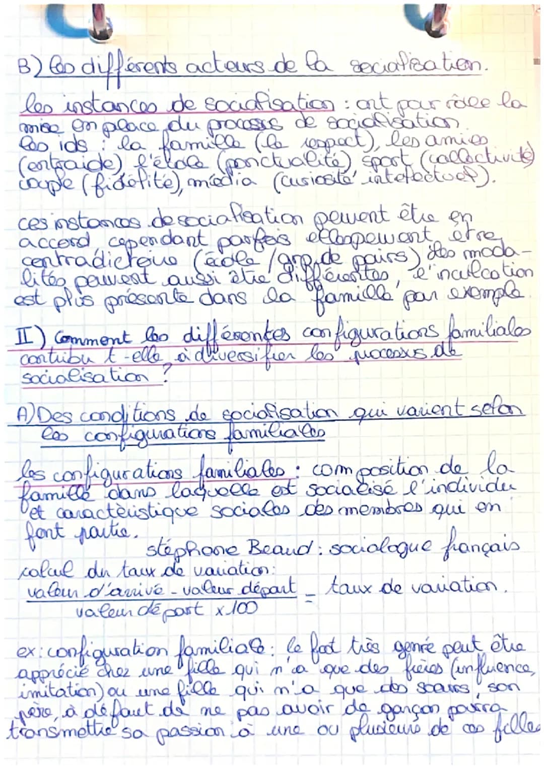 SES
Chapitre 1:
IXComment les individus sont-its influences par
leur environnement social
A) de contenu et les modalités de la socialisation