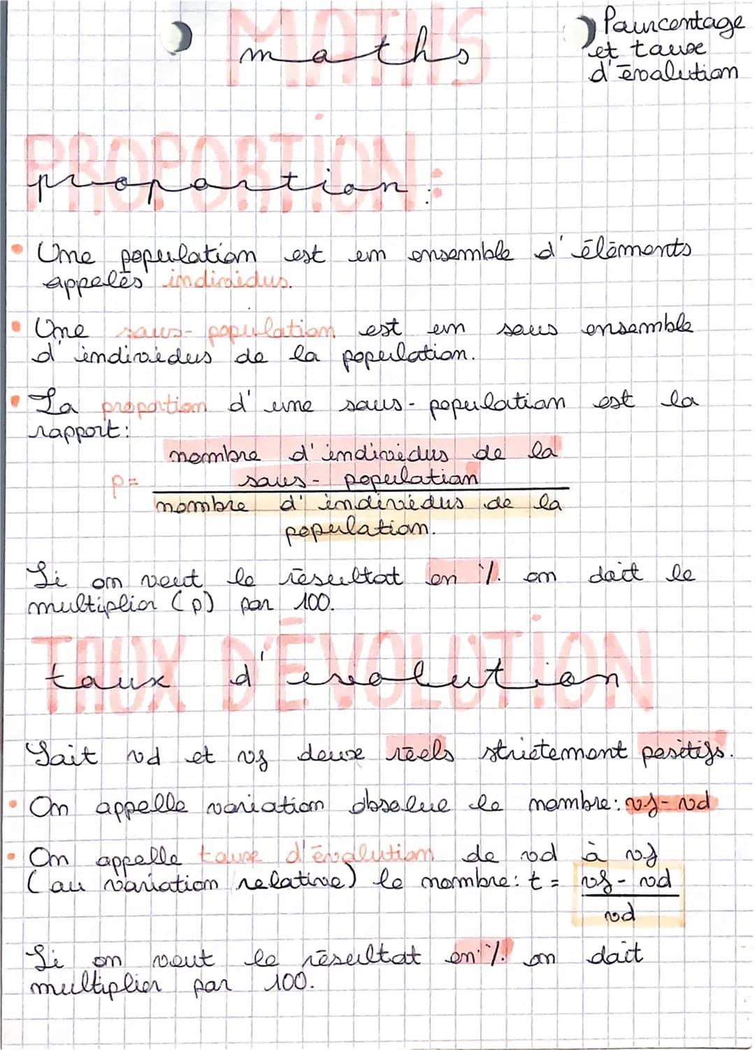 I maths
proportion.
Une population est un ensemble d'éléments
appeles individus.
• Une saus- population est
d'individus de la population.
La