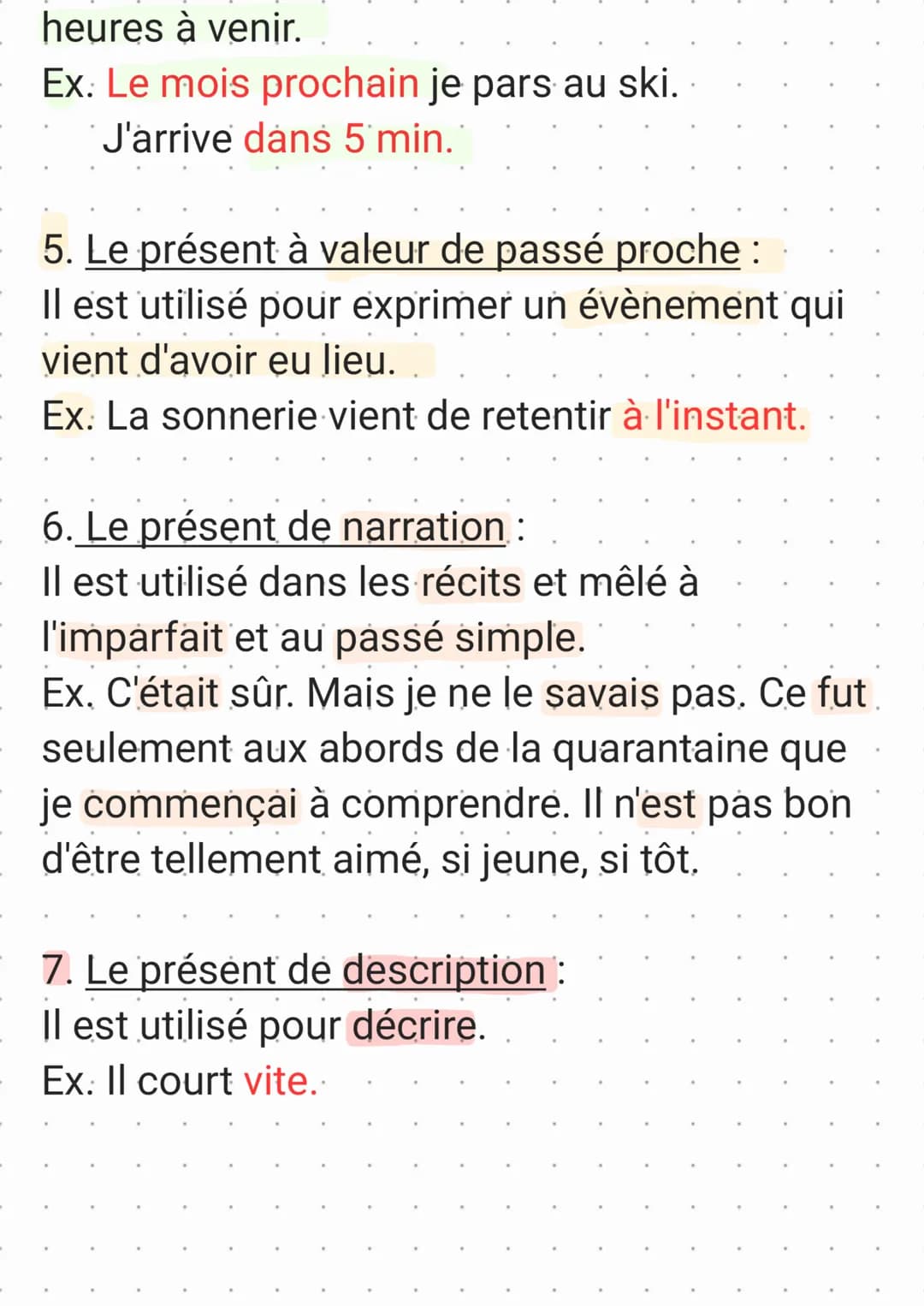 Le présent de l'indicatif
1. Le présent d'énonciation (ou d'actualité)
Il est utilisé pour les échanges verbaux. C'est
celui qu'on utilise a