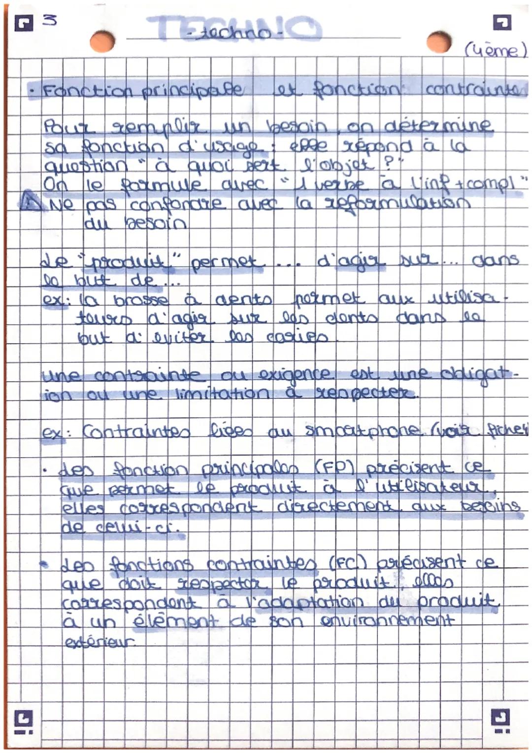 3

TachileO
(чёте)

•Fonction principale et fonction contrainte

Pour remplir un besoin, on détermine
sa fonction d'usage elle répond à la
q