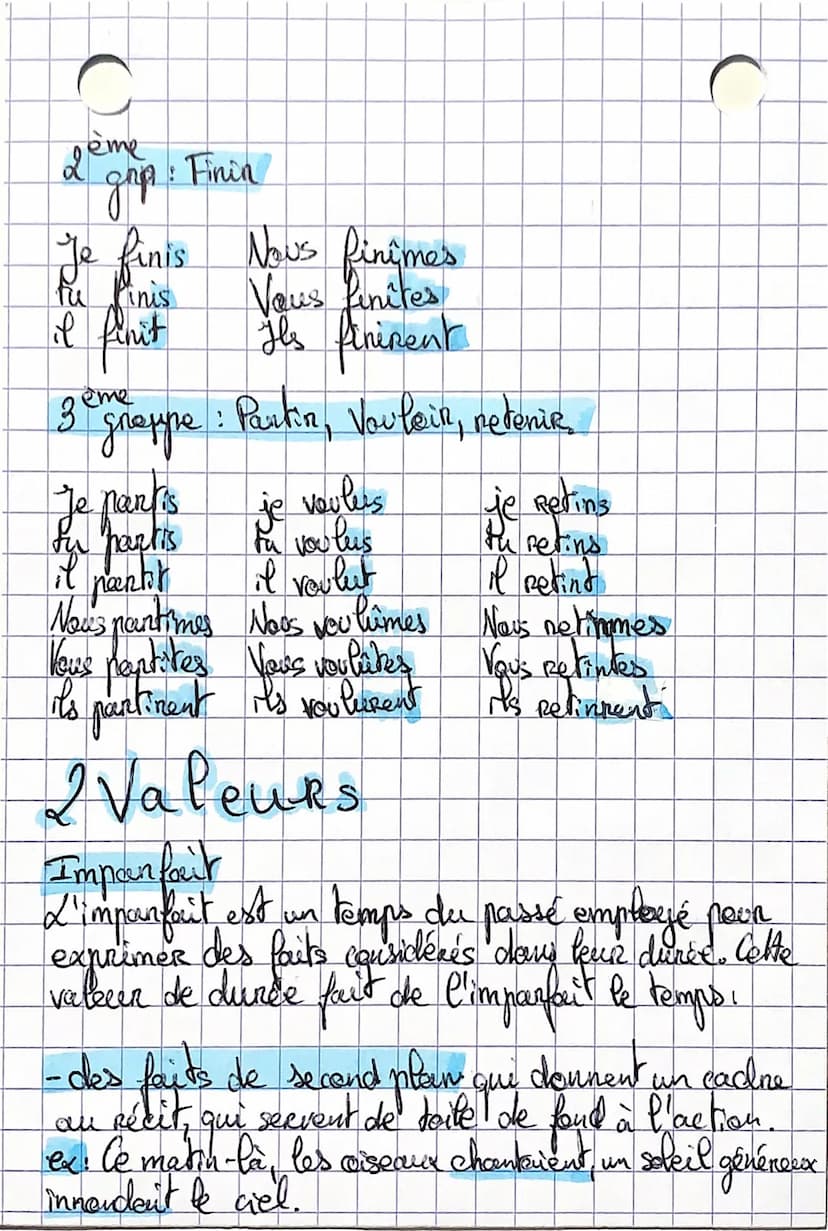 ofrançais
1.' Imparfent et le passe
simple
1 Conjugaison
L'imparfait
Les terminaisous de l'imparfait sont les
mêmes pour tous les verbes: -a