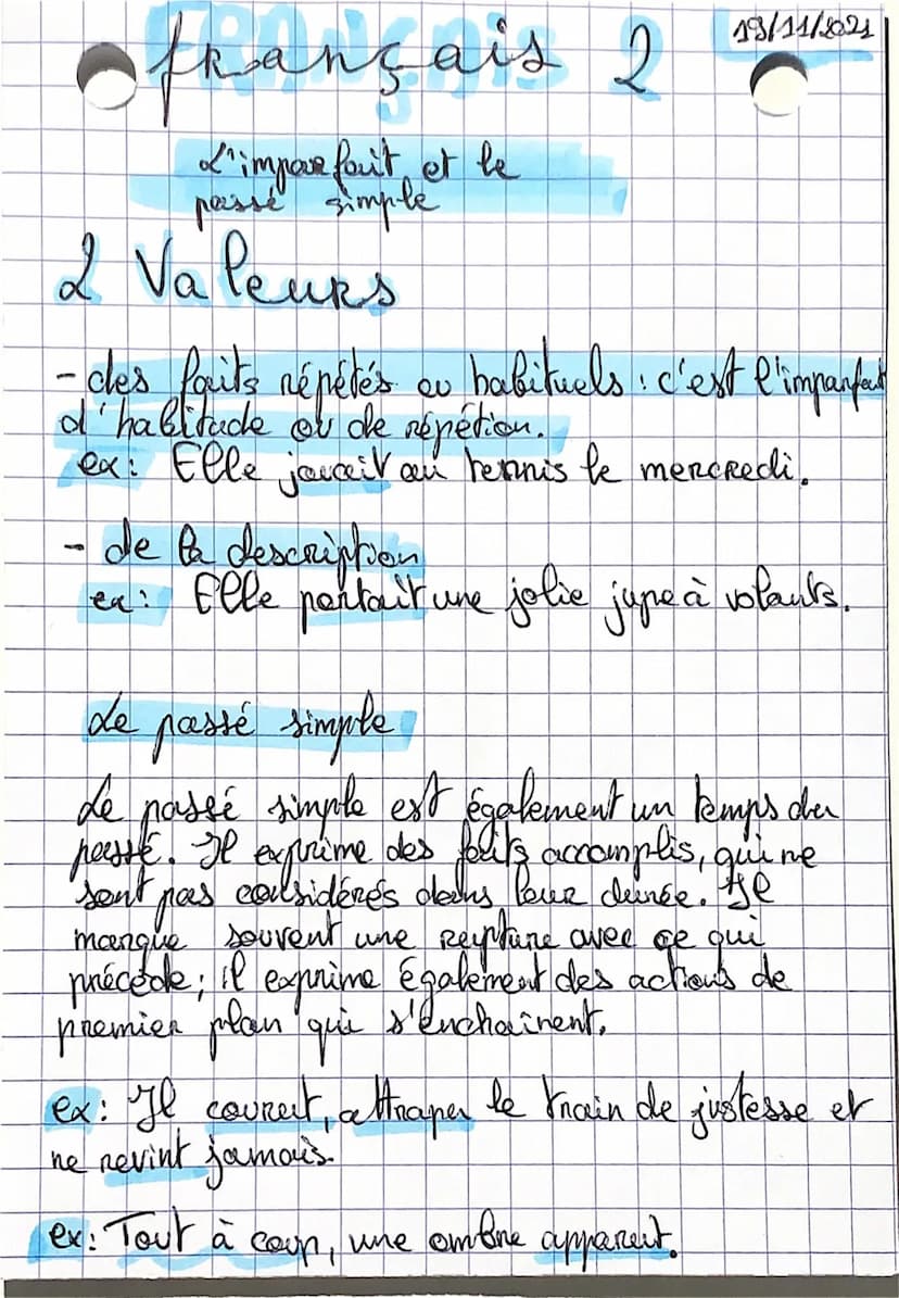 ofrançais
1.' Imparfent et le passe
simple
1 Conjugaison
L'imparfait
Les terminaisous de l'imparfait sont les
mêmes pour tous les verbes: -a