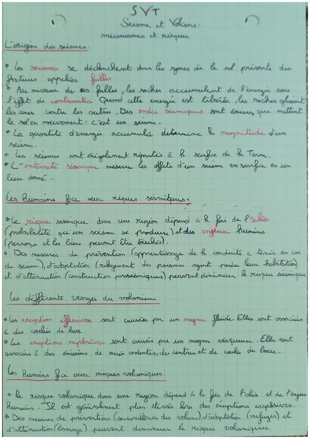SVT
Seisme et Volcans:
mécanismes et risques
L'origine des seismes:
los seismes se déclenchent dans les
factuus oppelies filler
Au niveau de
