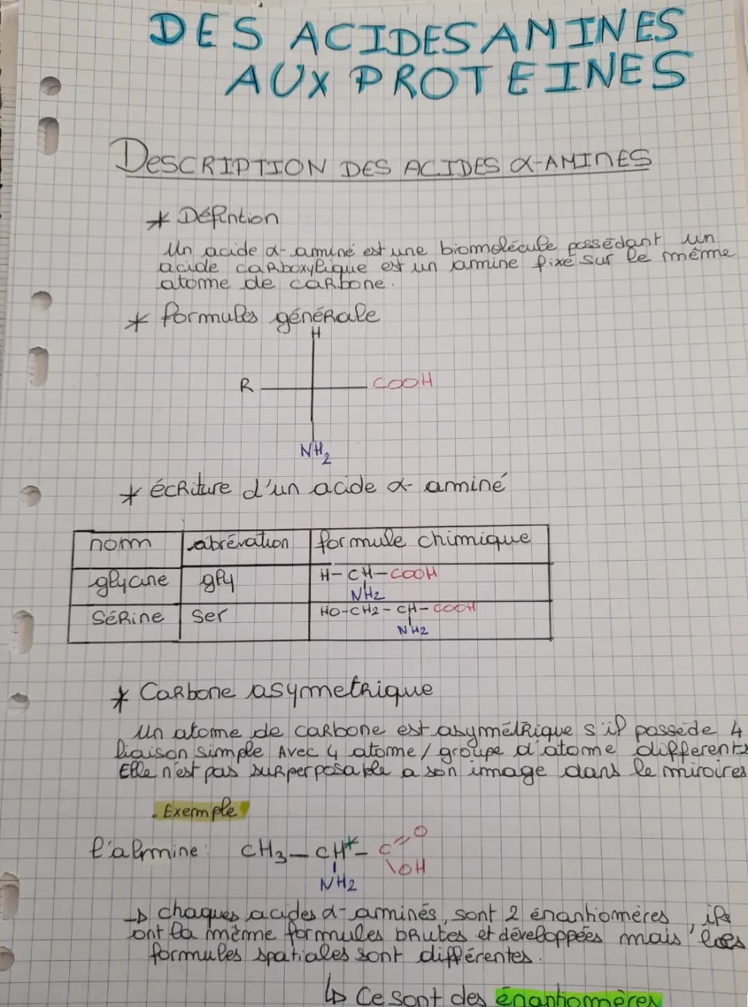 Cours sur les Acides Aminés et leurs Fonctions - Définitions et Exemples