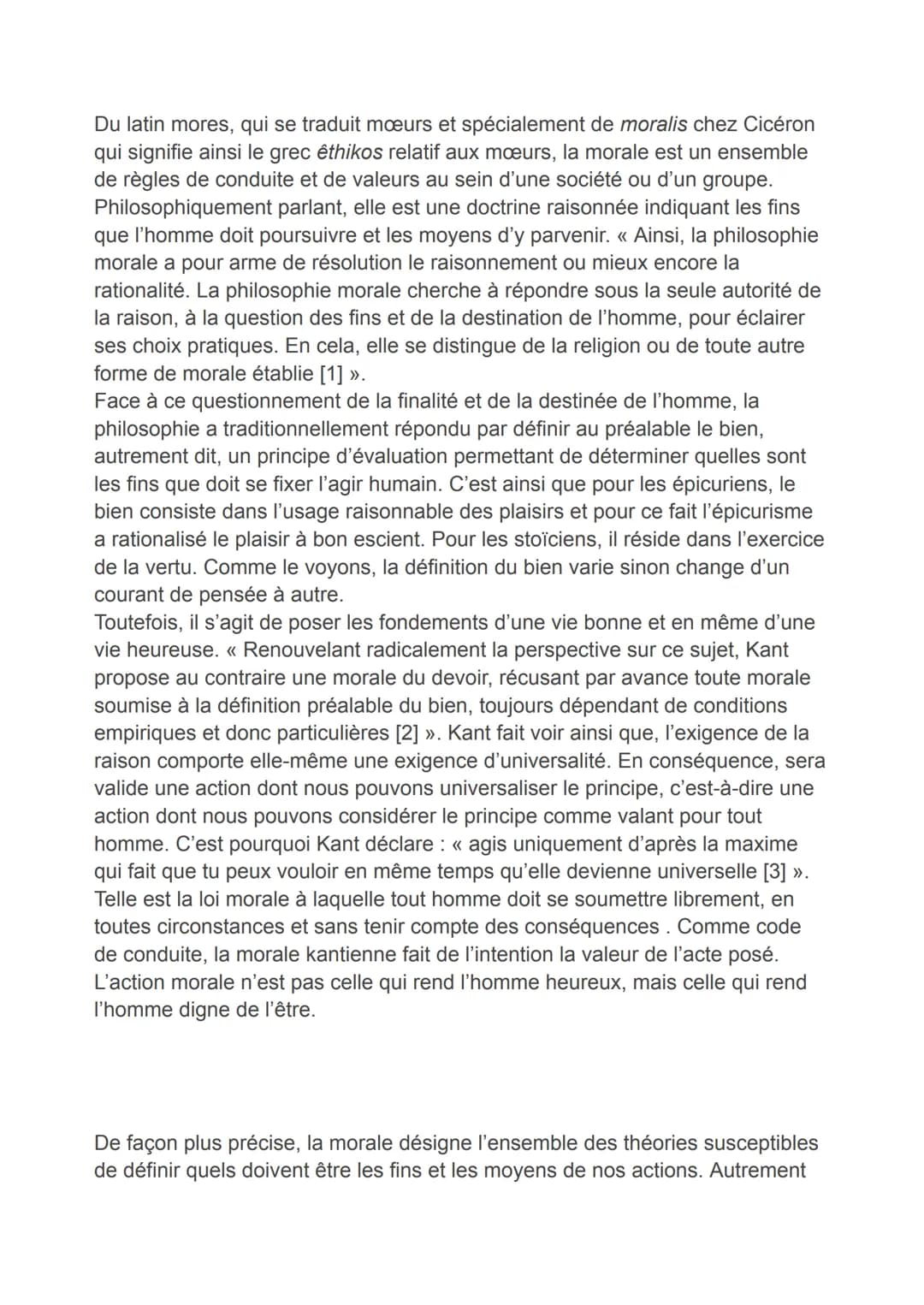 LE POINT DE DÉPART DE LA PHILOSOPHIE
MORALE
Introduction
D'entrée de jeu, nous commençons par tâcher éclairer conceptuellement la
notion de 