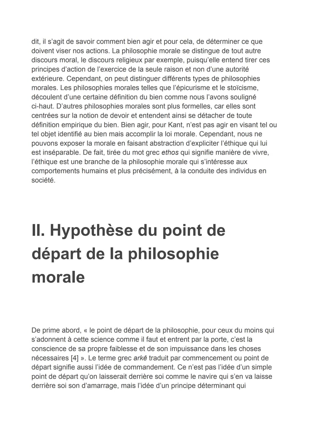 LE POINT DE DÉPART DE LA PHILOSOPHIE
MORALE
Introduction
D'entrée de jeu, nous commençons par tâcher éclairer conceptuellement la
notion de 