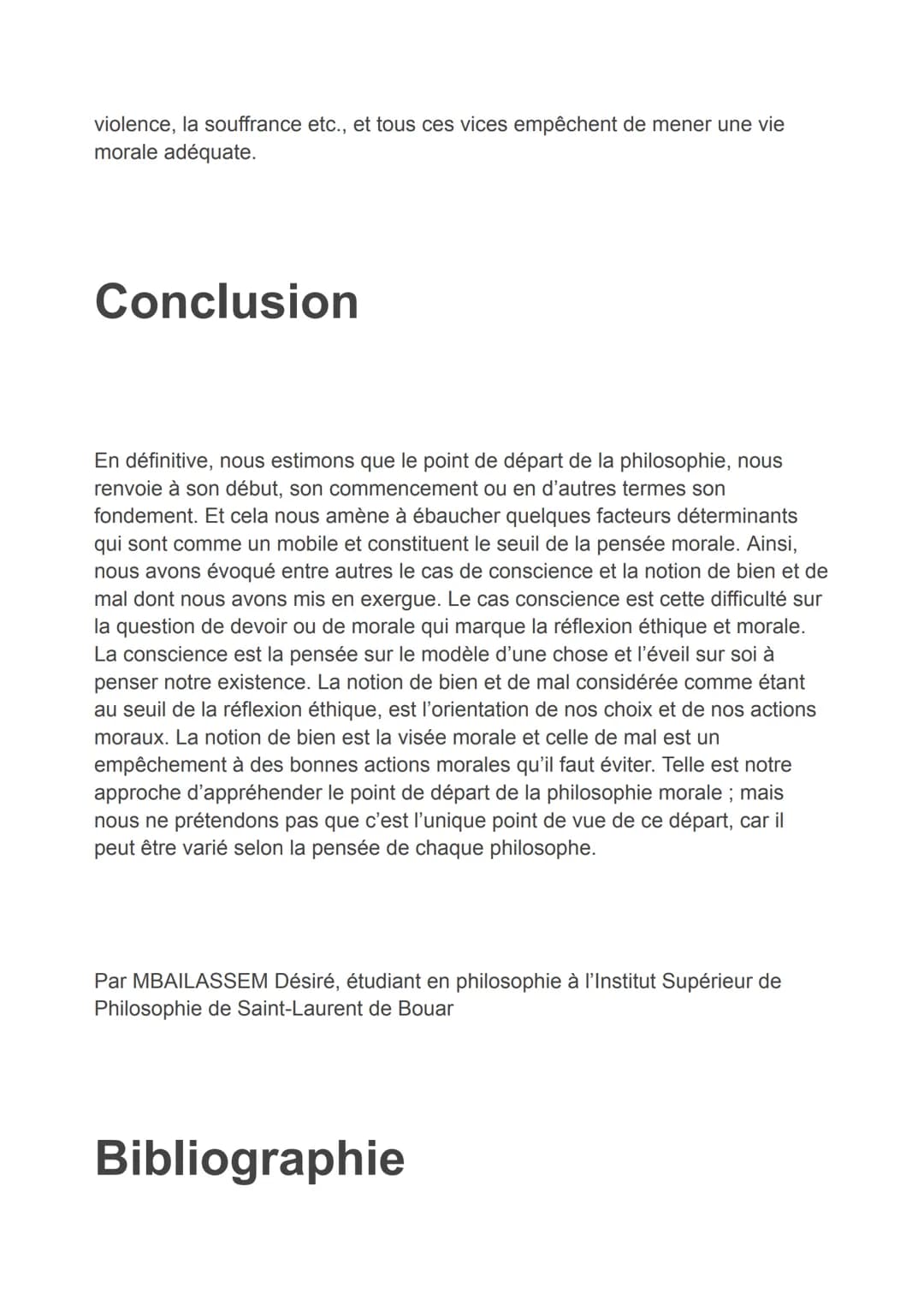 LE POINT DE DÉPART DE LA PHILOSOPHIE
MORALE
Introduction
D'entrée de jeu, nous commençons par tâcher éclairer conceptuellement la
notion de 