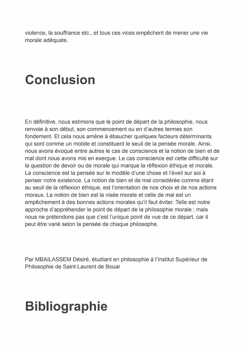 LE POINT DE DÉPART DE LA PHILOSOPHIE
MORALE
Introduction
D'entrée de jeu, nous commençons par tâcher éclairer conceptuellement la
notion de 
