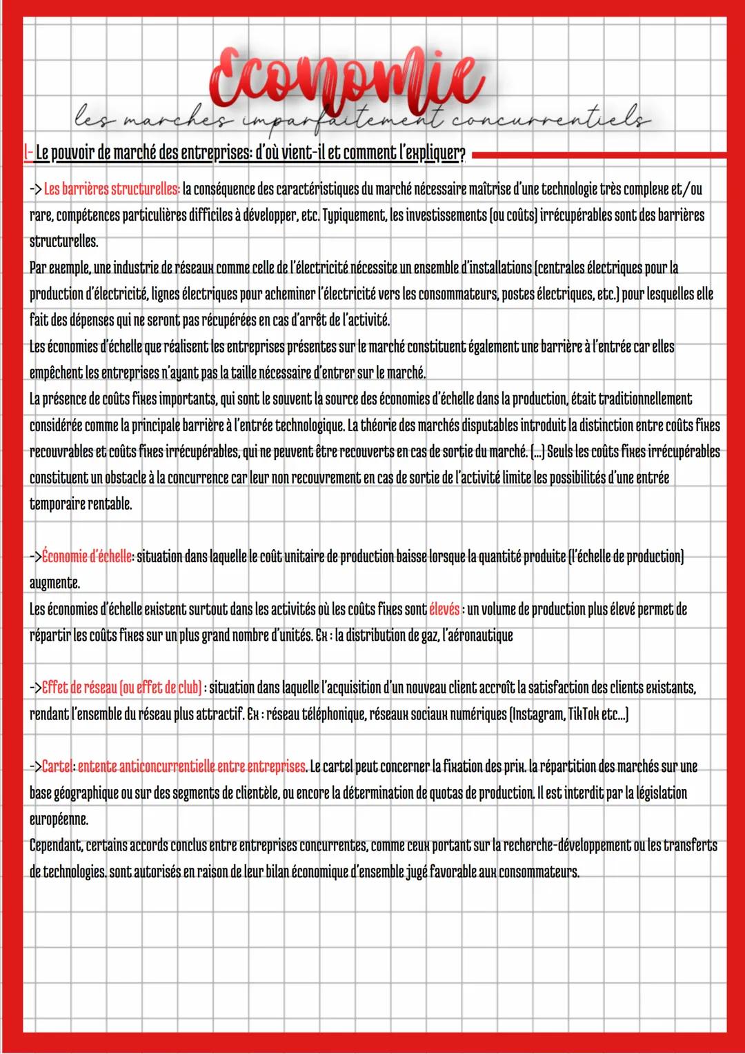 les marches
Economie
• imparfaitement concurrentiels
Introduction:
- Le modèle qui permet d'analyser le fonctionnement du marché repose sur 