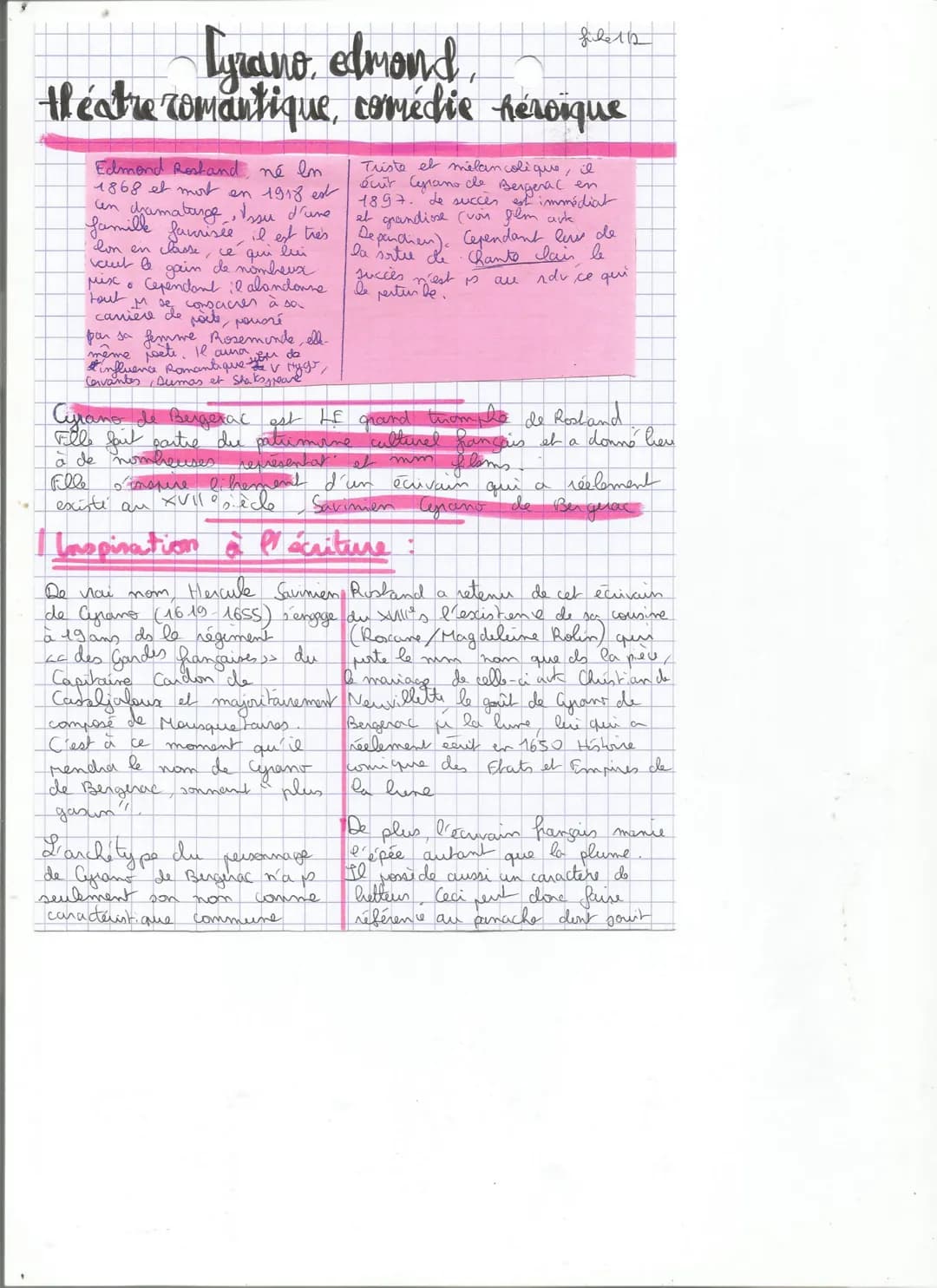 Tyrano edmond,
theatre romantique, comédie héroïque
Edmond Rostand, né lm.
1868 et mort en 1918 est
un chamaturge, Issu d'une
famille fauris