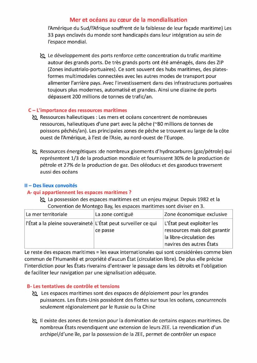 Mer et océans au cœur de la mondialisation
Intro: La Terre est une planète bleue, c'est grâce à la présence des mers et océans qui
recouvren