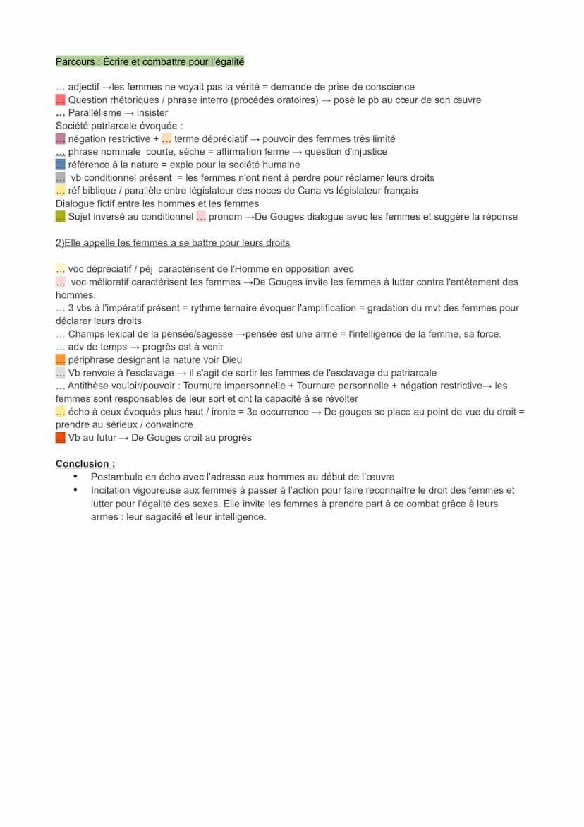 Parcours Écrire et combattre pour l'égalité
TEXTE 7: Déclaration des Droits de la Femme et de la citoyenne, Olympe de Gouges (1791)
Postambu