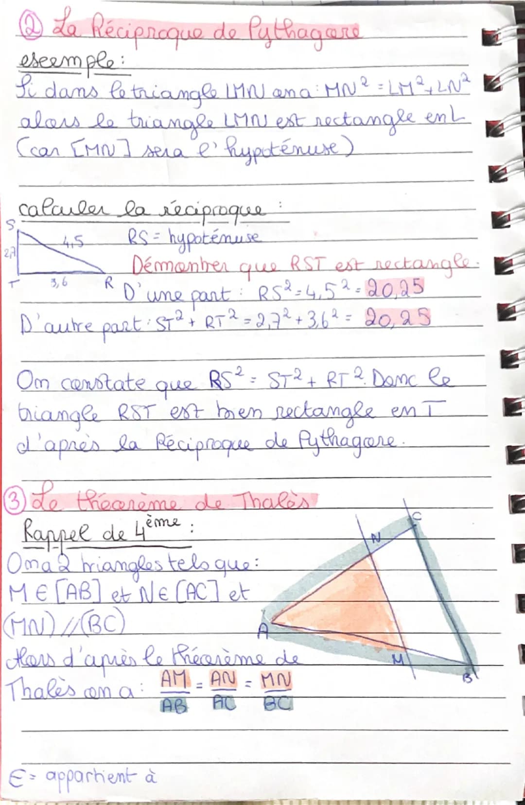 MATHS ⑦Le Théorème de Pythagore
exemple:
Si le triangle ABS est rectangle en A,
alors cen a BS² = BA² + AS²
hypotémuse
E
A
L'hypotenuse est 