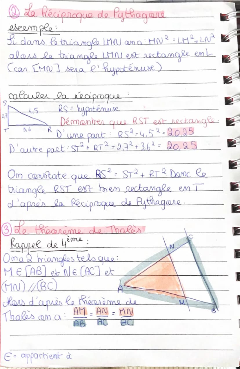 MATHS ⑦Le Théorème de Pythagore
exemple:
Si le triangle ABS est rectangle en A,
alors cen a BS² = BA² + AS²
hypotémuse
E
A
L'hypotenuse est 