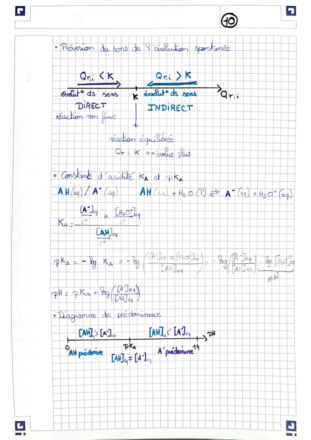 G
Revision BAC Blanc
Chap 1:
a
• Espèce amprotere est à la fois acide d'un couple et
base d'un autre couple
esc:
• pH →→lic à
PHI 9
H₂O + (2