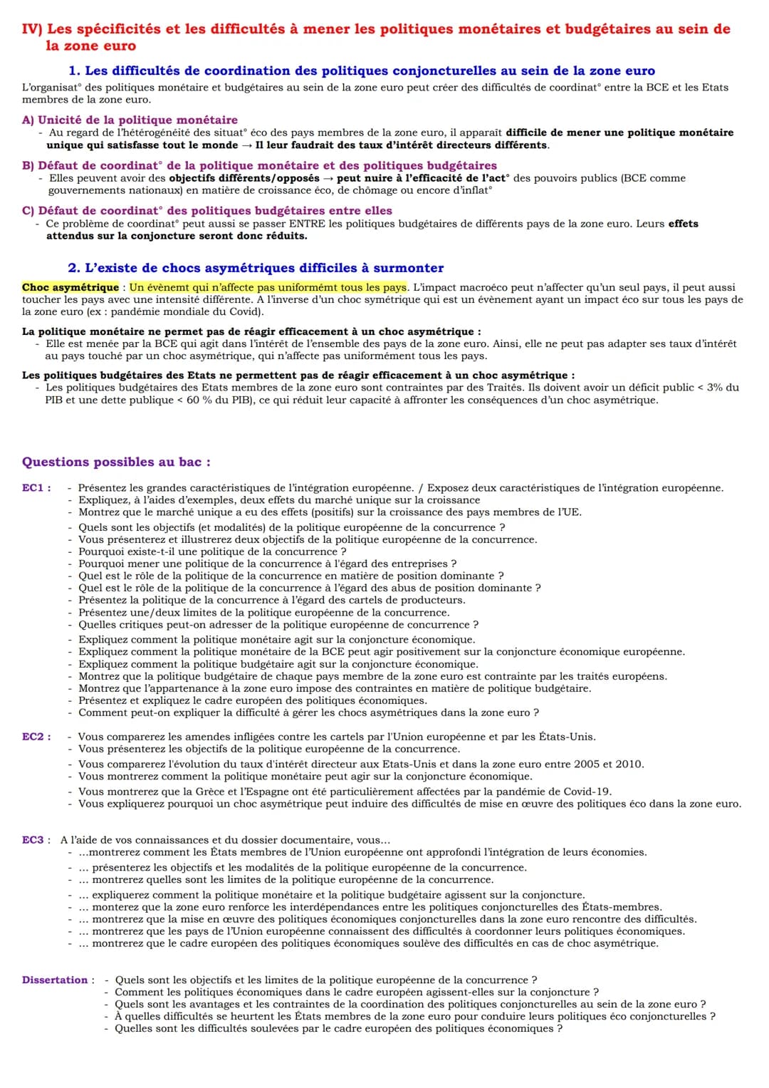 Séquence 6: Quelles politiques économiques dans le cadre européen ?
I) L'intégrat européenne et les effets du marché unique sur la croissanc