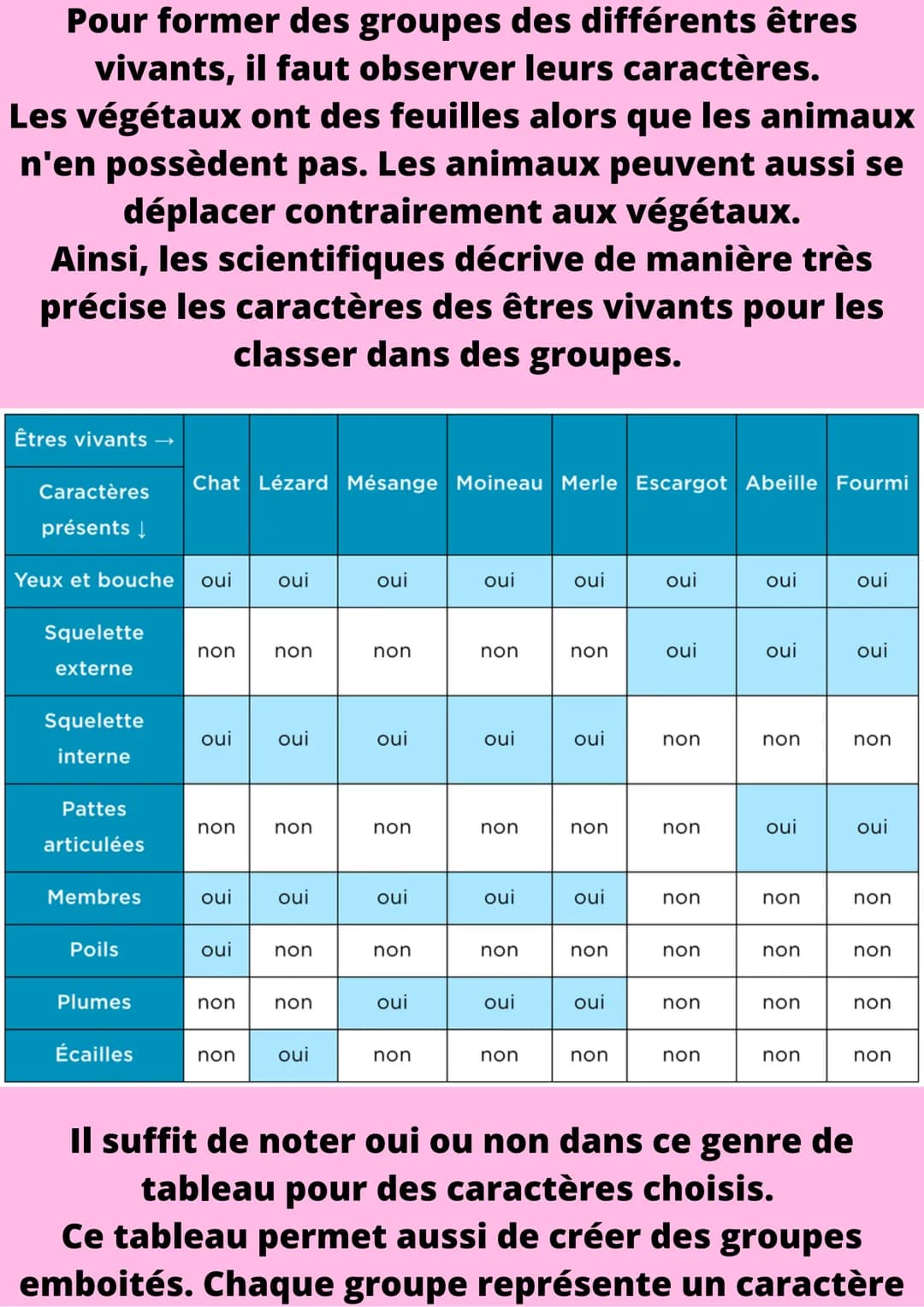 La classification des
êtres vivants
Les êtres vivants se distinguent par leur
forme, taille, couleur mais aussi leur
comportement. Ce sont d