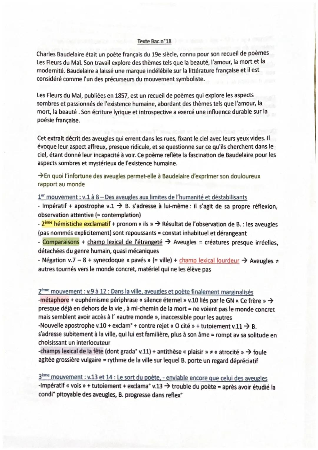 Texte Bac n°18

Charles Baudelaire était un poète français du 19e siècle, connu pour son recueil de poèmes
Les Fleurs du Mal. Son travail ex
