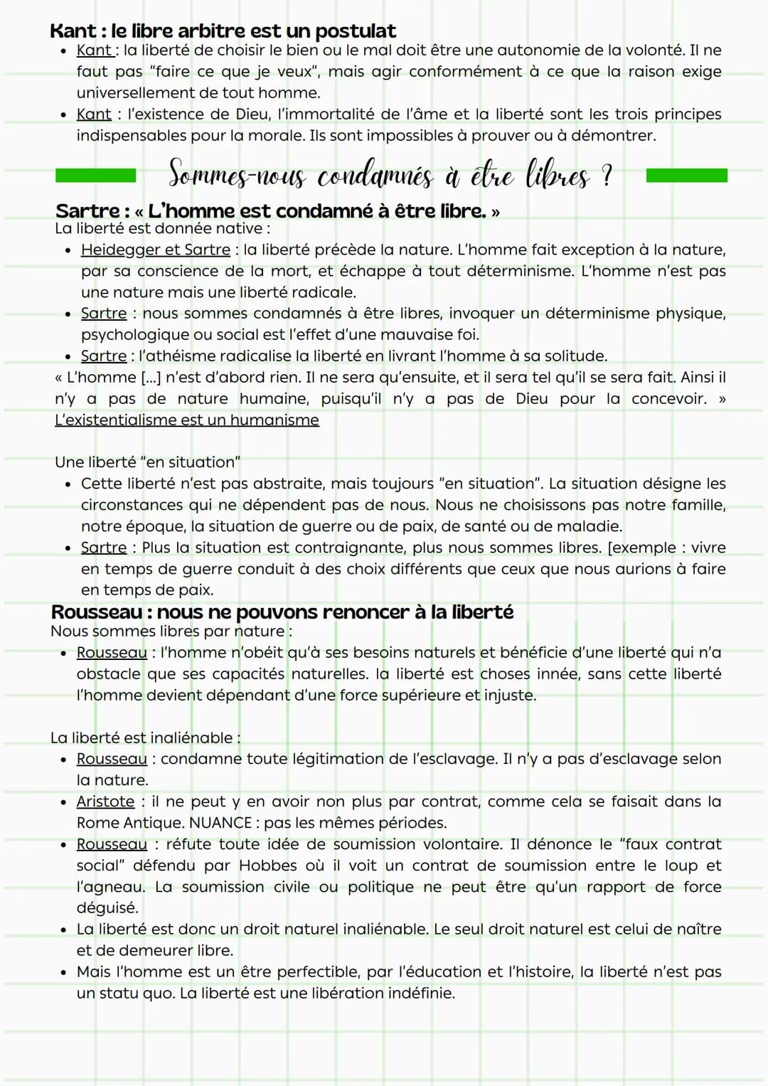 Philosophie
La liberte
définitions
:
Au sens courant, mouvement sans contrainte ni obstacle.
• Au sens moral et politique, obéissance à la l