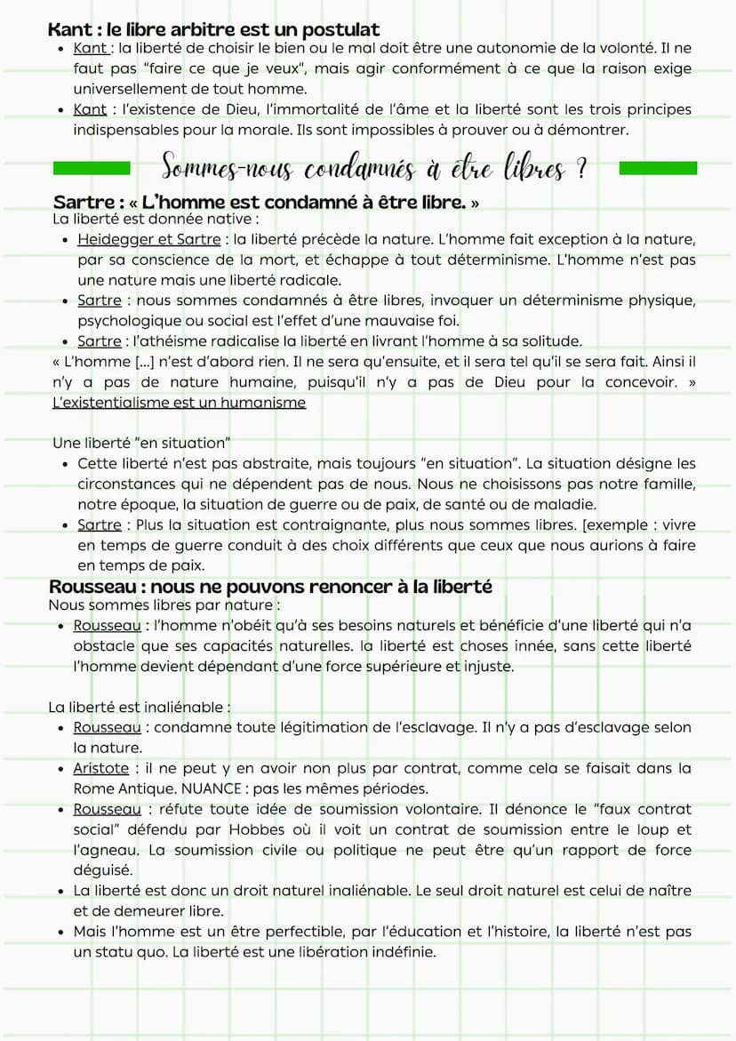 Philosophie
La liberte
définitions
:
Au sens courant, mouvement sans contrainte ni obstacle.
• Au sens moral et politique, obéissance à la l