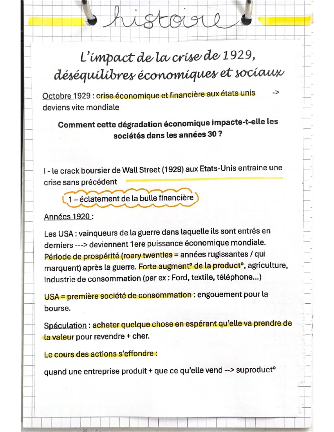 l'impact de la crise de 1929 terminale 