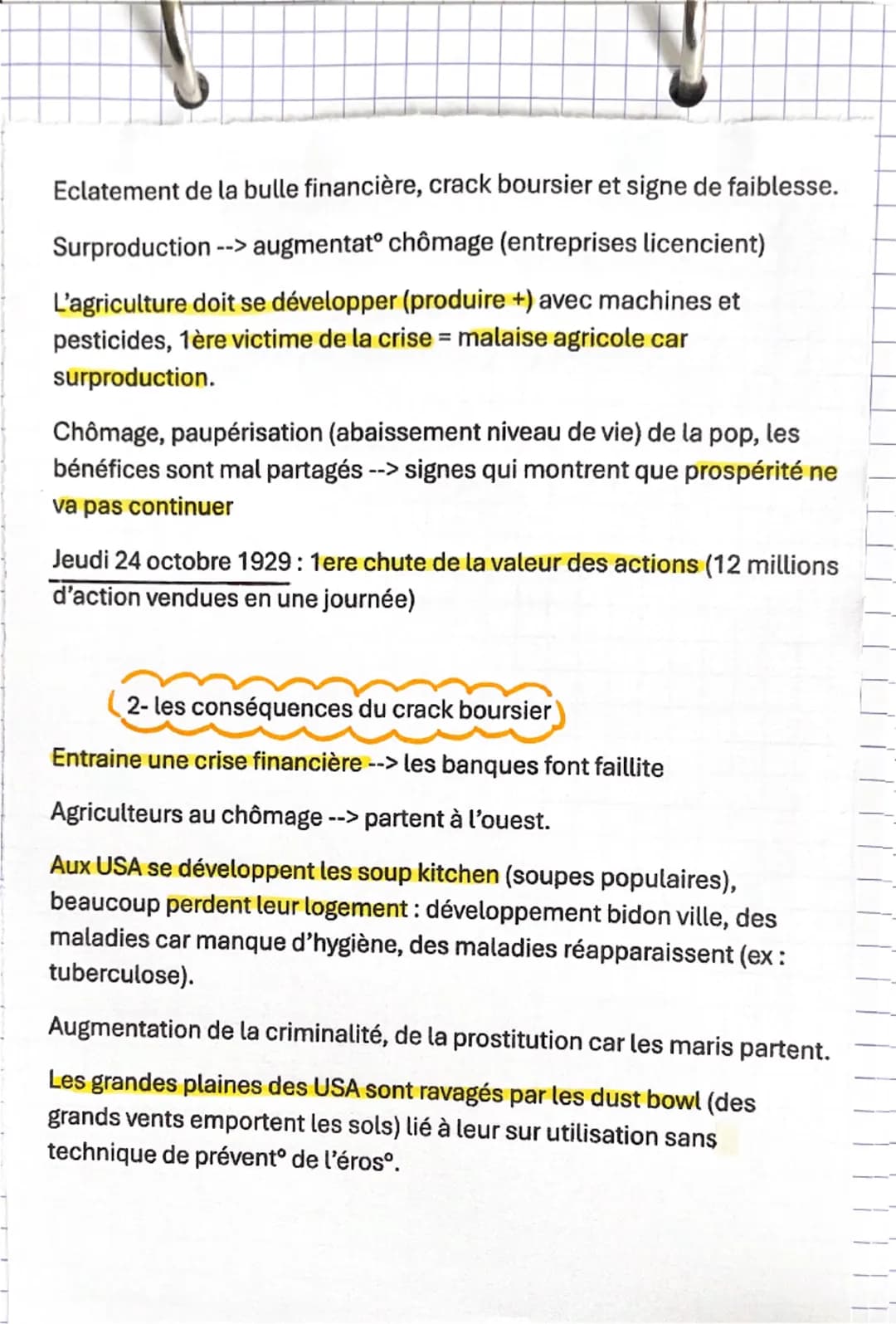 Chistoire
L'impact de la crise de 1929,
déséquilibres économiques et sociaux
Octobre 1929: crise économique et financière aux états unis
dev