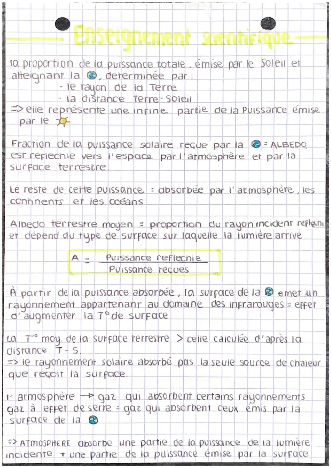 #H
STROFIE
10 proportion de la puissance totale, émise par le Soleil et
atteignant la , determinée par :
le rayon de la Terre
la distance Te