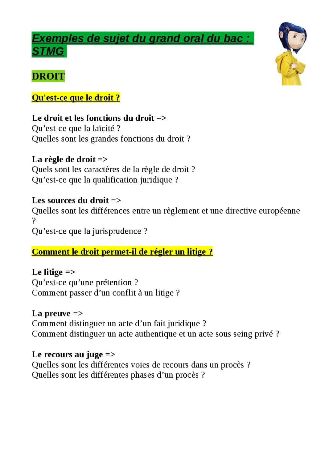 Exemples et Problématiques du Grand Oral STMG en PDF - Tout ce qu'il te faut !